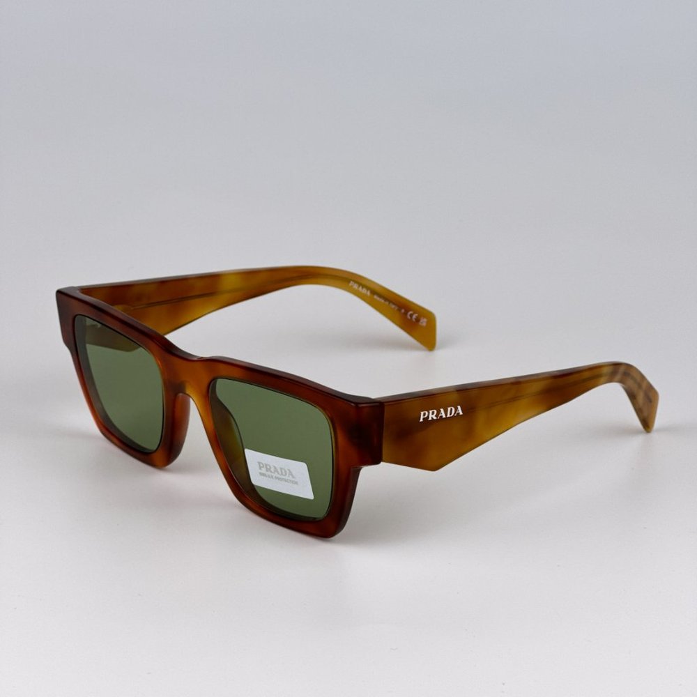 Prada PRA06S 11P60C BRAND NEW Sunglasses Cognac Tortoise Green Square Unisex